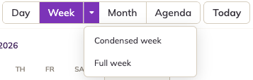 Week options in My Calendar: Condensed week and Full week
