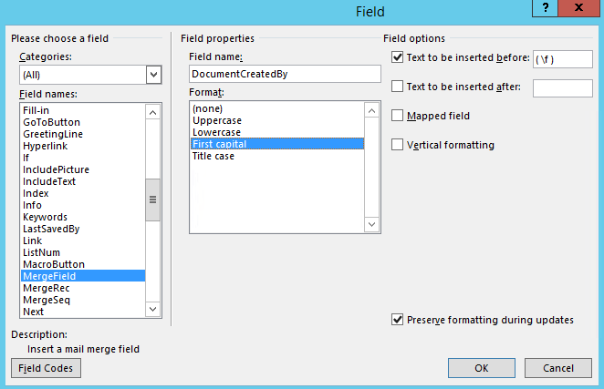 Capitalise Merge Fields